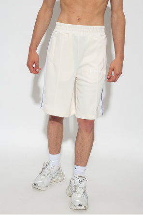 stud-embellished ripped jeans - Cream Shorts with logo Palm